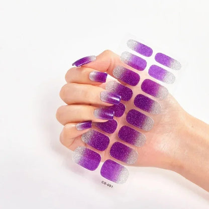UV Semi-Cured Gel Nail Wraps Stickers Strips French Long Lasting Full Cover LED Gel Semi Cured Nail Sliders for Nail Extension