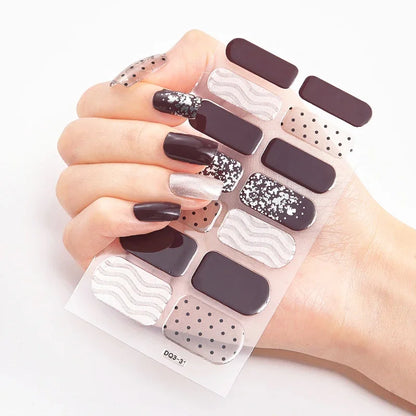 UV Semi-Cured Gel Nail Wraps Stickers Strips French Long Lasting Full Cover LED Gel Semi Cured Nail Sliders for Nail Extension