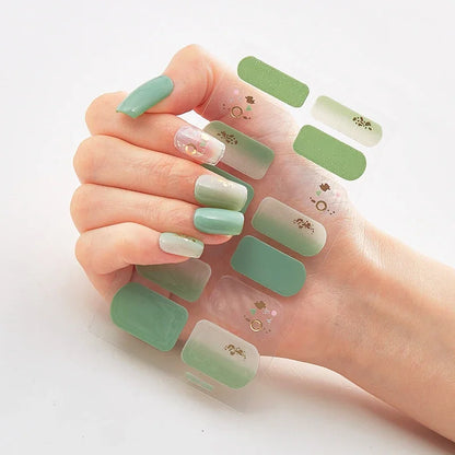 UV Semi-Cured Gel Nail Wraps Stickers Strips French Long Lasting Full Cover LED Gel Semi Cured Nail Sliders for Nail Extension