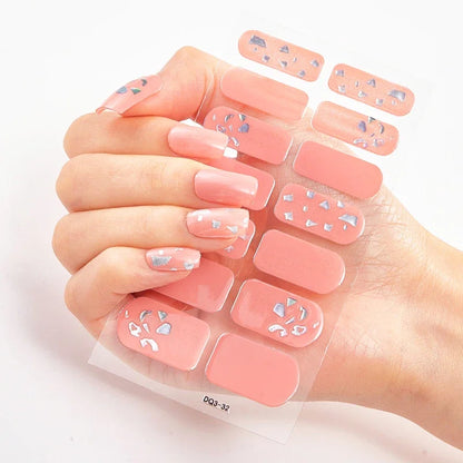 UV Semi-Cured Gel Nail Wraps Stickers Strips French Long Lasting Full Cover LED Gel Semi Cured Nail Sliders for Nail Extension