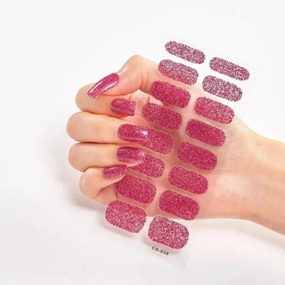 UV Semi-Cured Gel Nail Wraps Stickers Strips French Long Lasting Full Cover LED Gel Semi Cured Nail Sliders for Nail Extension