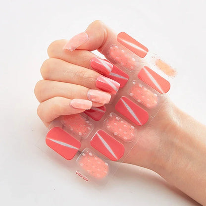 UV Semi-Cured Gel Nail Wraps Stickers Strips French Long Lasting Full Cover LED Gel Semi Cured Nail Sliders for Nail Extension