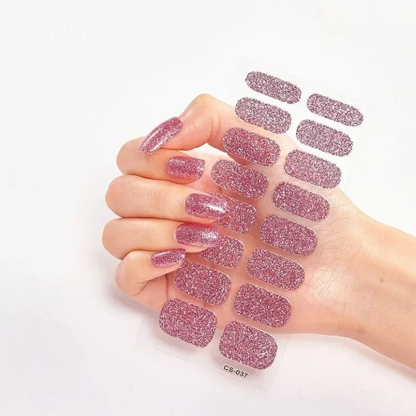 UV Semi-Cured Gel Nail Wraps Stickers Strips French Long Lasting Full Cover LED Gel Semi Cured Nail Sliders for Nail Extension