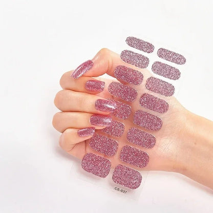 UV Semi-Cured Gel Nail Wraps Stickers Strips French Long Lasting Full Cover LED Gel Semi Cured Nail Sliders for Nail Extension