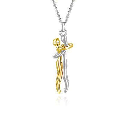 Hug Couples Pendant Necklace for Him and Her, the Tale of Two Lovers Jewelry, Affectionate Hug Necklaces Couple for Women Men