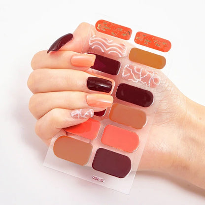UV Semi-Cured Gel Nail Wraps Stickers Strips French Long Lasting Full Cover LED Gel Semi Cured Nail Sliders for Nail Extension