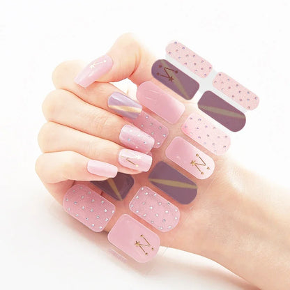 UV Semi-Cured Gel Nail Wraps Stickers Strips French Long Lasting Full Cover LED Gel Semi Cured Nail Sliders for Nail Extension