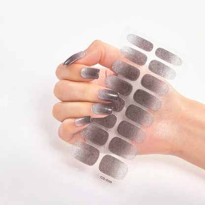 UV Semi-Cured Gel Nail Wraps Stickers Strips French Long Lasting Full Cover LED Gel Semi Cured Nail Sliders for Nail Extension