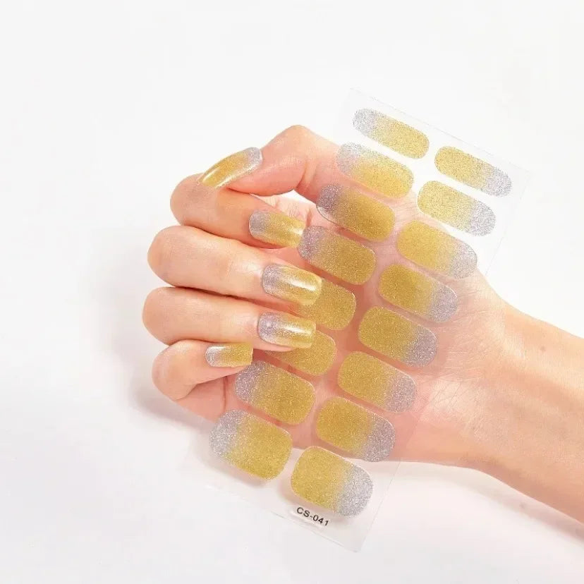 UV Semi-Cured Gel Nail Wraps Stickers Strips French Long Lasting Full Cover LED Gel Semi Cured Nail Sliders for Nail Extension