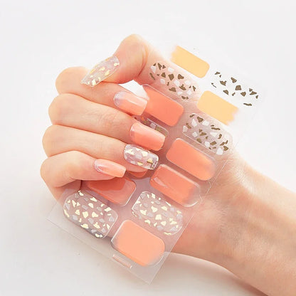 UV Semi-Cured Gel Nail Wraps Stickers Strips French Long Lasting Full Cover LED Gel Semi Cured Nail Sliders for Nail Extension