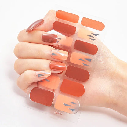 UV Semi-Cured Gel Nail Wraps Stickers Strips French Long Lasting Full Cover LED Gel Semi Cured Nail Sliders for Nail Extension