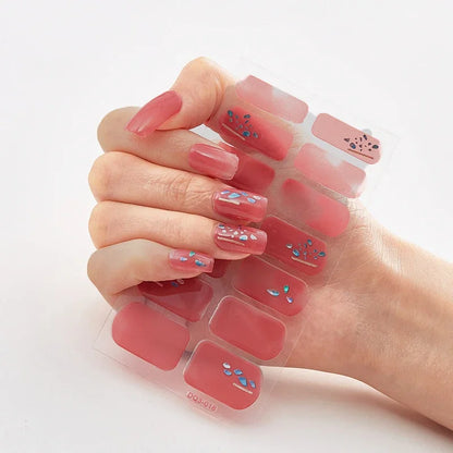 UV Semi-Cured Gel Nail Wraps Stickers Strips French Long Lasting Full Cover LED Gel Semi Cured Nail Sliders for Nail Extension
