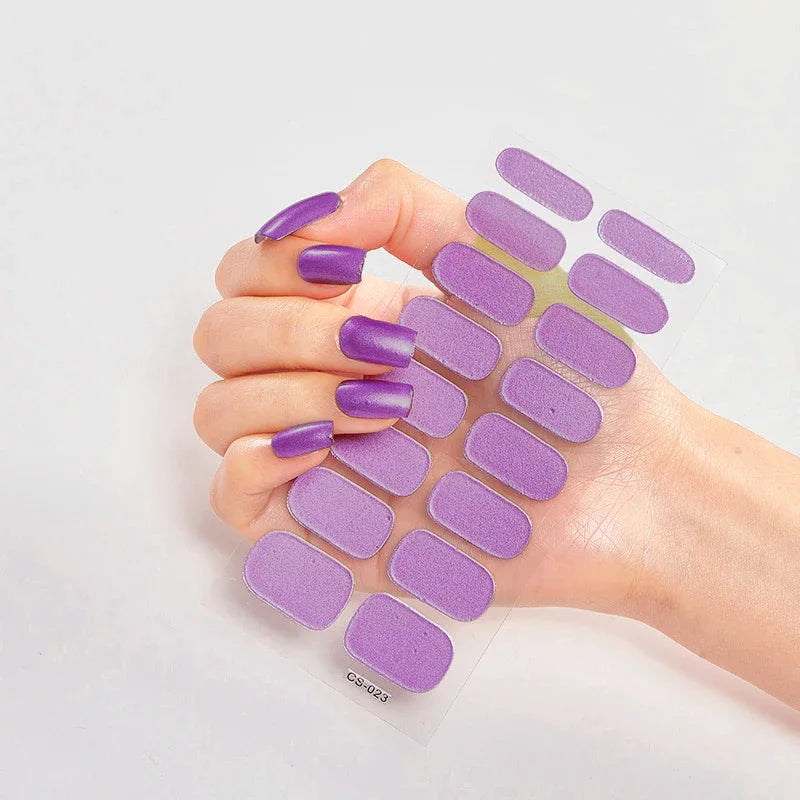 UV Semi-Cured Gel Nail Wraps Stickers Strips French Long Lasting Full Cover LED Gel Semi Cured Nail Sliders for Nail Extension