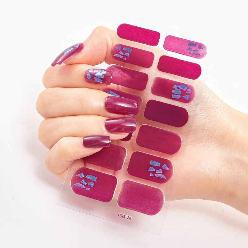 UV Semi-Cured Gel Nail Wraps Stickers Strips French Long Lasting Full Cover LED Gel Semi Cured Nail Sliders for Nail Extension