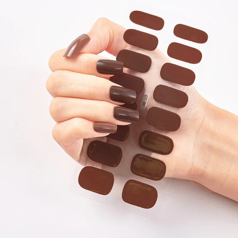 UV Semi-Cured Gel Nail Wraps Stickers Strips French Long Lasting Full Cover LED Gel Semi Cured Nail Sliders for Nail Extension