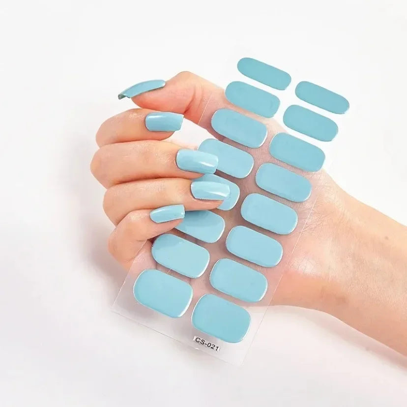 UV Semi-Cured Gel Nail Wraps Stickers Strips French Long Lasting Full Cover LED Gel Semi Cured Nail Sliders for Nail Extension