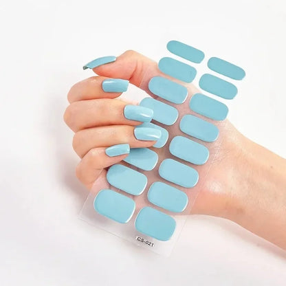 UV Semi-Cured Gel Nail Wraps Stickers Strips French Long Lasting Full Cover LED Gel Semi Cured Nail Sliders for Nail Extension