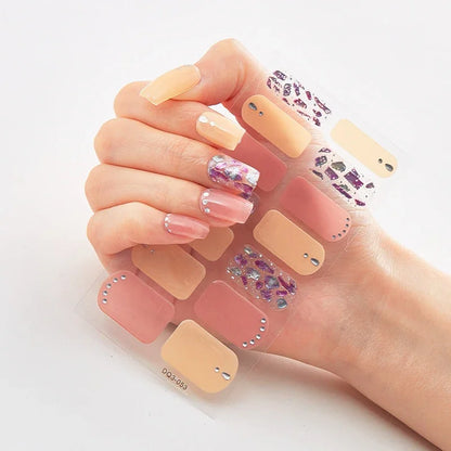 UV Semi-Cured Gel Nail Wraps Stickers Strips French Long Lasting Full Cover LED Gel Semi Cured Nail Sliders for Nail Extension