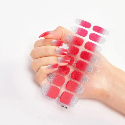 UV Semi-Cured Gel Nail Wraps Stickers Strips French Long Lasting Full Cover LED Gel Semi Cured Nail Sliders for Nail Extension