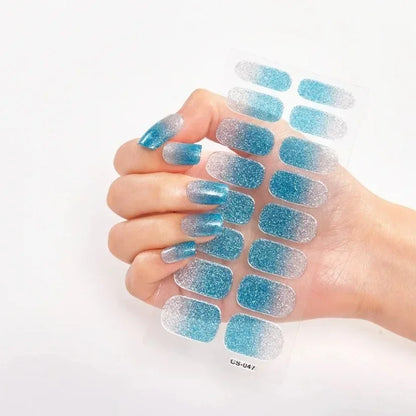 UV Semi-Cured Gel Nail Wraps Stickers Strips French Long Lasting Full Cover LED Gel Semi Cured Nail Sliders for Nail Extension