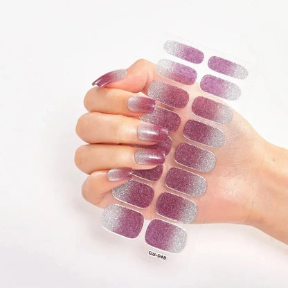 UV Semi-Cured Gel Nail Wraps Stickers Strips French Long Lasting Full Cover LED Gel Semi Cured Nail Sliders for Nail Extension