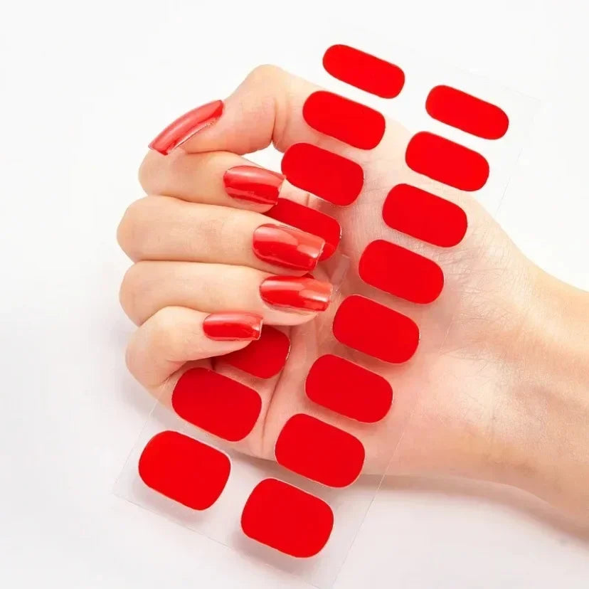 UV Semi-Cured Gel Nail Wraps Stickers Strips French Long Lasting Full Cover LED Gel Semi Cured Nail Sliders for Nail Extension
