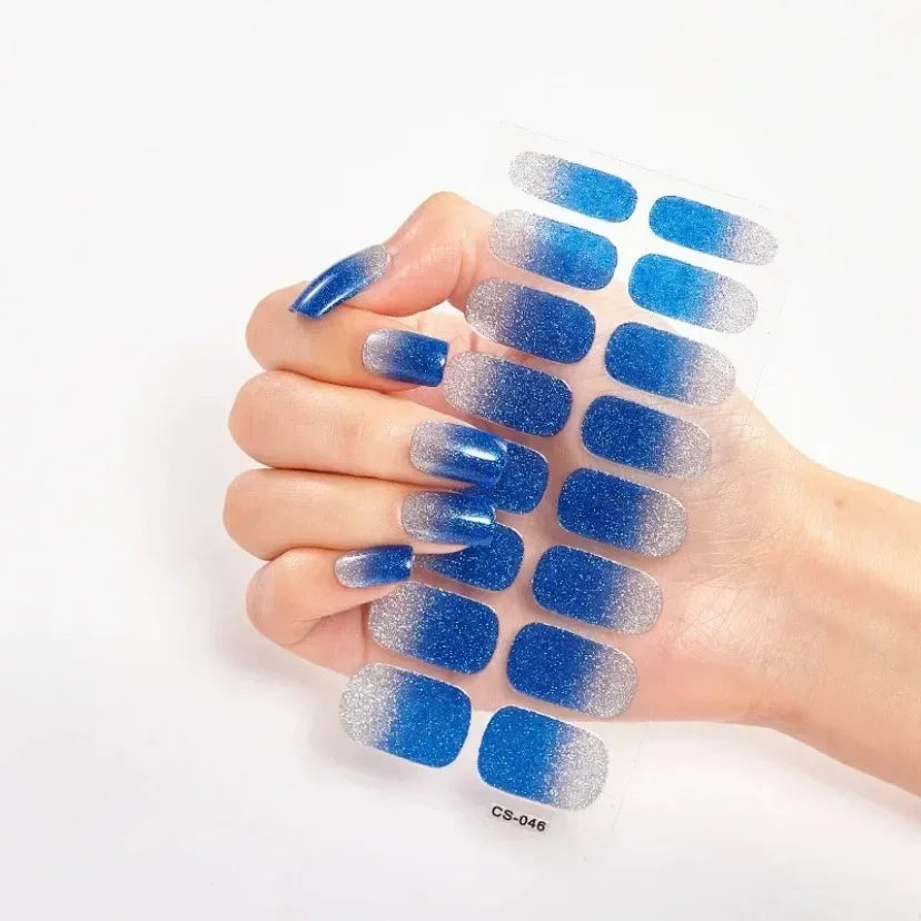 UV Semi-Cured Gel Nail Wraps Stickers Strips French Long Lasting Full Cover LED Gel Semi Cured Nail Sliders for Nail Extension