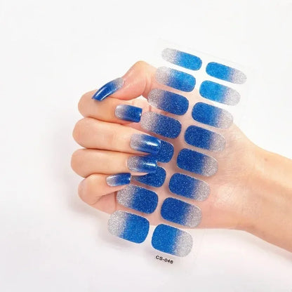 UV Semi-Cured Gel Nail Wraps Stickers Strips French Long Lasting Full Cover LED Gel Semi Cured Nail Sliders for Nail Extension