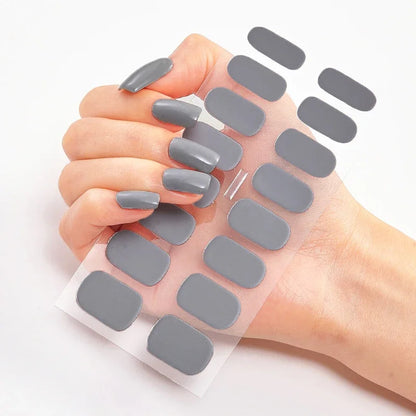 UV Semi-Cured Gel Nail Wraps Stickers Strips French Long Lasting Full Cover LED Gel Semi Cured Nail Sliders for Nail Extension