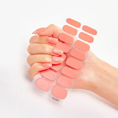 UV Semi-Cured Gel Nail Wraps Stickers Strips French Long Lasting Full Cover LED Gel Semi Cured Nail Sliders for Nail Extension