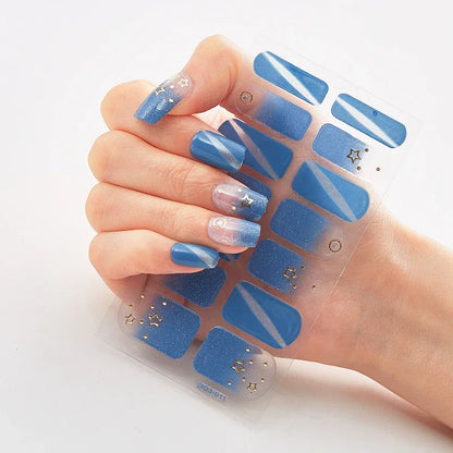 UV Semi-Cured Gel Nail Wraps Stickers Strips French Long Lasting Full Cover LED Gel Semi Cured Nail Sliders for Nail Extension