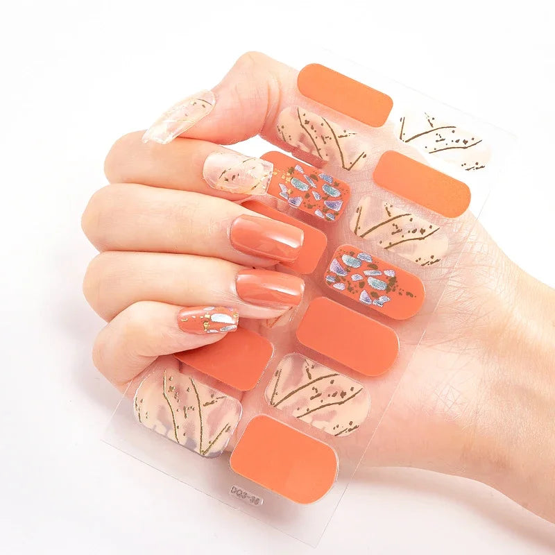 UV Semi-Cured Gel Nail Wraps Stickers Strips French Long Lasting Full Cover LED Gel Semi Cured Nail Sliders for Nail Extension