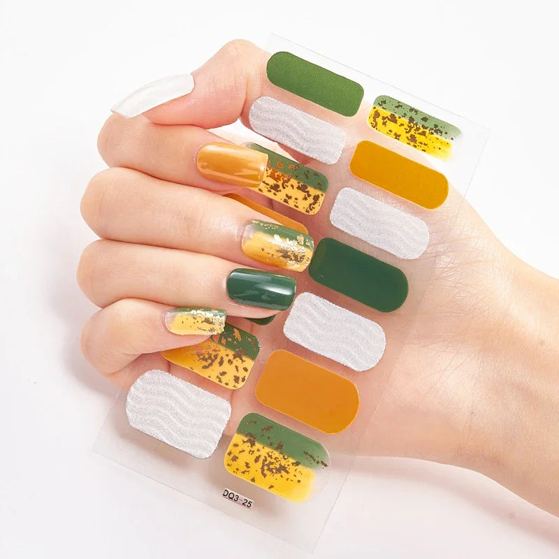 UV Semi-Cured Gel Nail Wraps Stickers Strips French Long Lasting Full Cover LED Gel Semi Cured Nail Sliders for Nail Extension