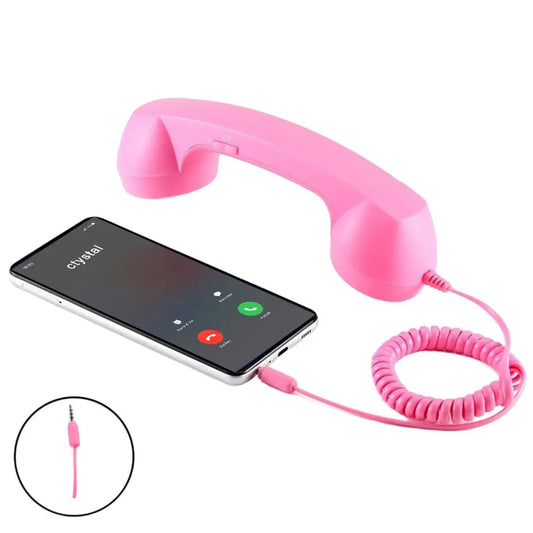 Retro Phone Handset Type-C & 3.5Mm Telephone Head Set Portable Vintage Phone Headset for Cell Mobile Video Conferences