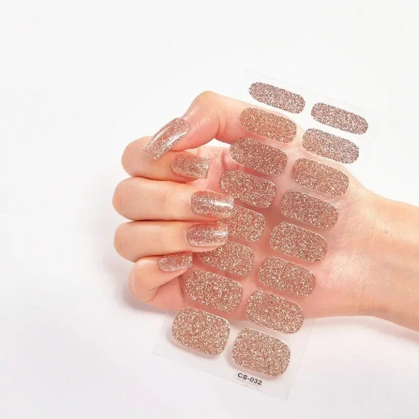 UV Semi-Cured Gel Nail Wraps Stickers Strips French Long Lasting Full Cover LED Gel Semi Cured Nail Sliders for Nail Extension