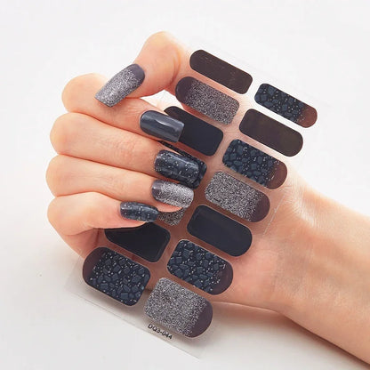 UV Semi-Cured Gel Nail Wraps Stickers Strips French Long Lasting Full Cover LED Gel Semi Cured Nail Sliders for Nail Extension
