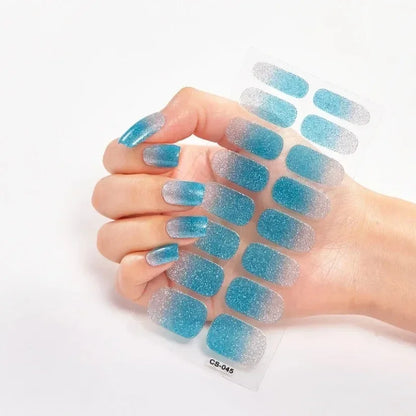 UV Semi-Cured Gel Nail Wraps Stickers Strips French Long Lasting Full Cover LED Gel Semi Cured Nail Sliders for Nail Extension