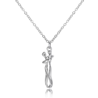 Hug Couples Pendant Necklace for Him and Her, the Tale of Two Lovers Jewelry, Affectionate Hug Necklaces Couple for Women Men