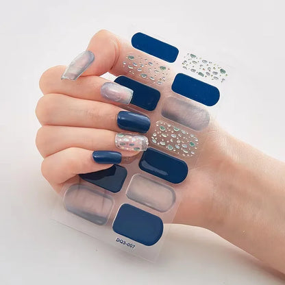 UV Semi-Cured Gel Nail Wraps Stickers Strips French Long Lasting Full Cover LED Gel Semi Cured Nail Sliders for Nail Extension