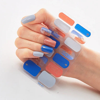 UV Semi-Cured Gel Nail Wraps Stickers Strips French Long Lasting Full Cover LED Gel Semi Cured Nail Sliders for Nail Extension