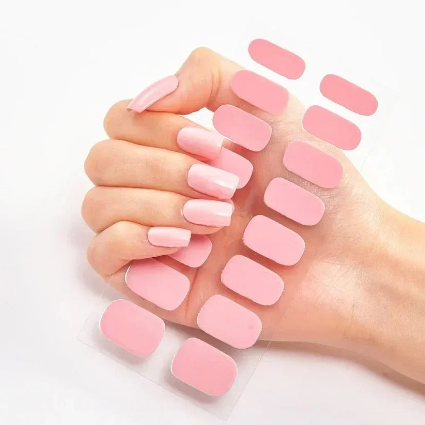 UV Semi-Cured Gel Nail Wraps Stickers Strips French Long Lasting Full Cover LED Gel Semi Cured Nail Sliders for Nail Extension