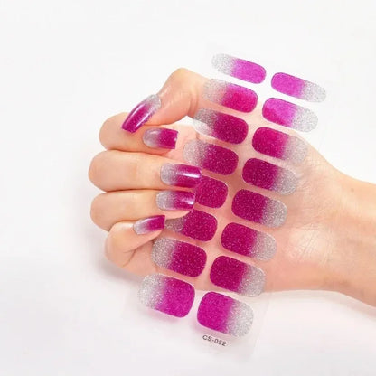 UV Semi-Cured Gel Nail Wraps Stickers Strips French Long Lasting Full Cover LED Gel Semi Cured Nail Sliders for Nail Extension