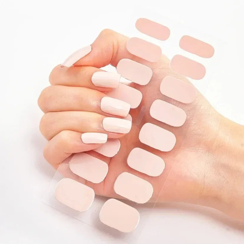 UV Semi-Cured Gel Nail Wraps Stickers Strips French Long Lasting Full Cover LED Gel Semi Cured Nail Sliders for Nail Extension