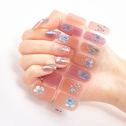 UV Semi-Cured Gel Nail Wraps Stickers Strips French Long Lasting Full Cover LED Gel Semi Cured Nail Sliders for Nail Extension