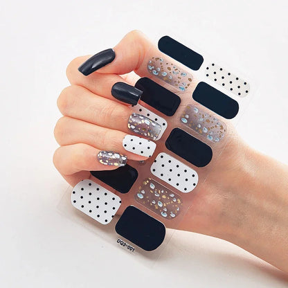 UV Semi-Cured Gel Nail Wraps Stickers Strips French Long Lasting Full Cover LED Gel Semi Cured Nail Sliders for Nail Extension