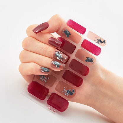 UV Semi-Cured Gel Nail Wraps Stickers Strips French Long Lasting Full Cover LED Gel Semi Cured Nail Sliders for Nail Extension