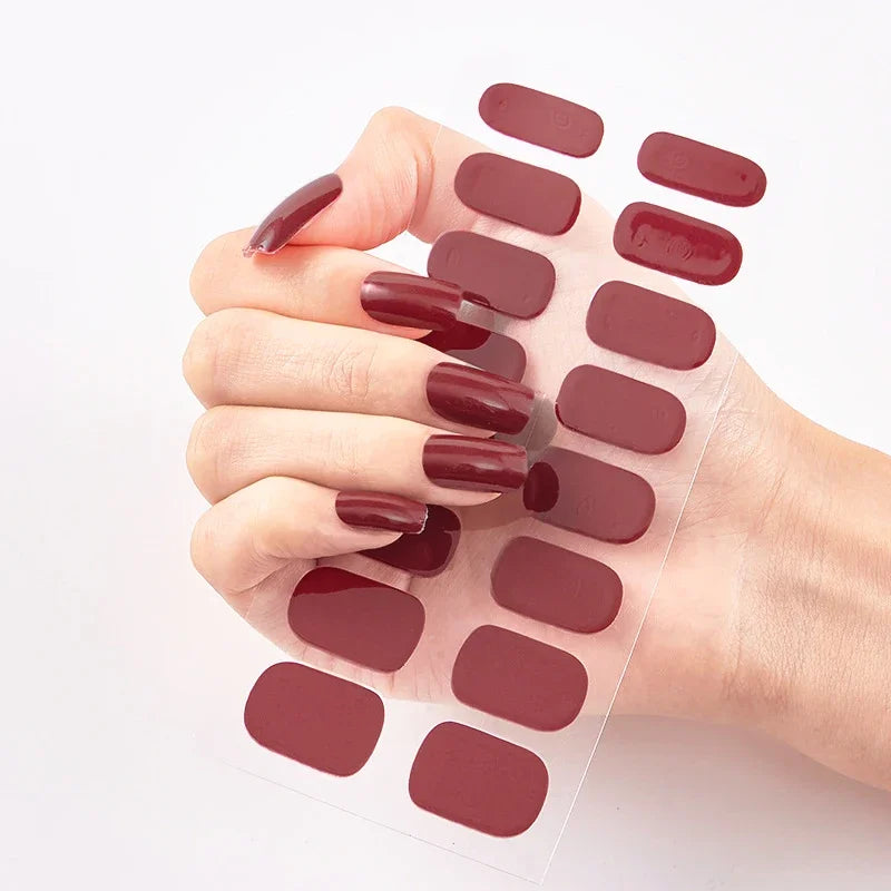 UV Semi-Cured Gel Nail Wraps Stickers Strips French Long Lasting Full Cover LED Gel Semi Cured Nail Sliders for Nail Extension