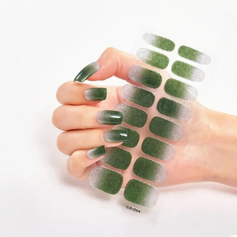 UV Semi-Cured Gel Nail Wraps Stickers Strips French Long Lasting Full Cover LED Gel Semi Cured Nail Sliders for Nail Extension