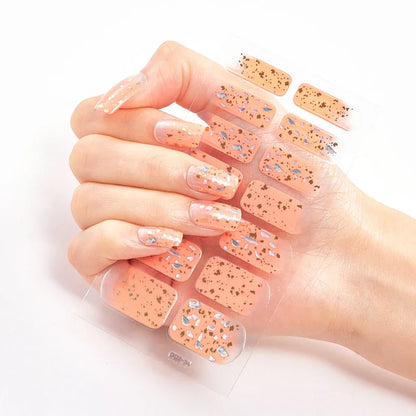 UV Semi-Cured Gel Nail Wraps Stickers Strips French Long Lasting Full Cover LED Gel Semi Cured Nail Sliders for Nail Extension