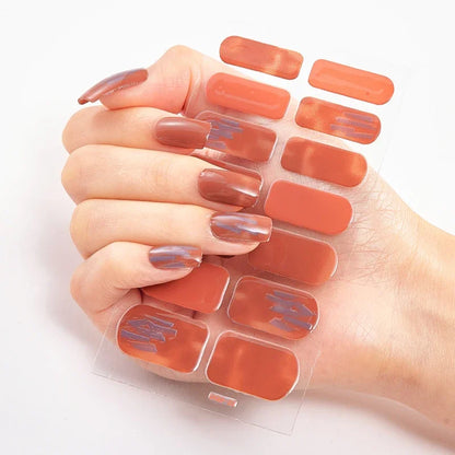 UV Semi-Cured Gel Nail Wraps Stickers Strips French Long Lasting Full Cover LED Gel Semi Cured Nail Sliders for Nail Extension